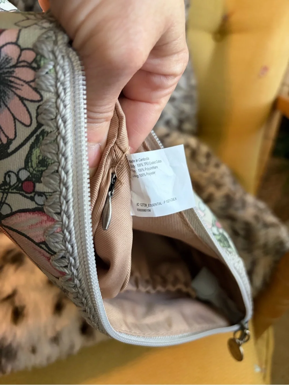 Sakroots Floral Canvas Cosmetic Bag in Beige, Pink, Yellow, Blue, Green #1262